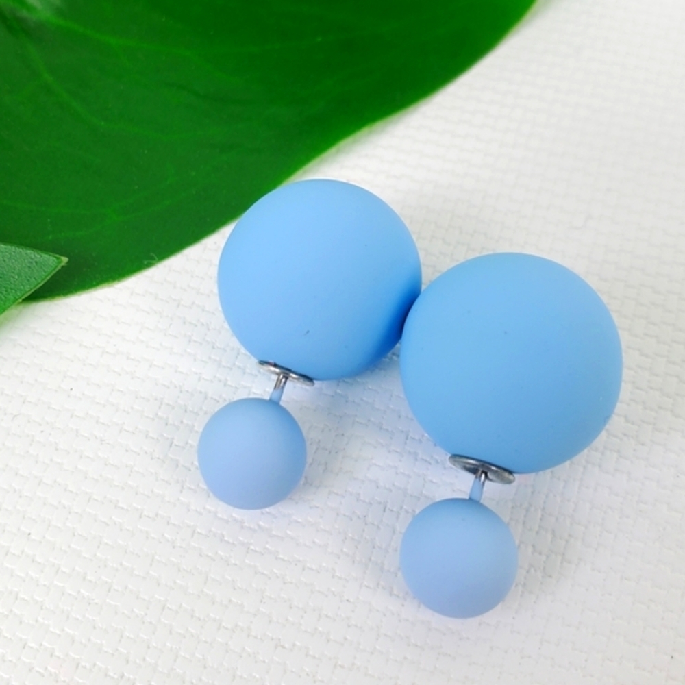 Double Sided Rubber Ball Stud Earrings 2 in One